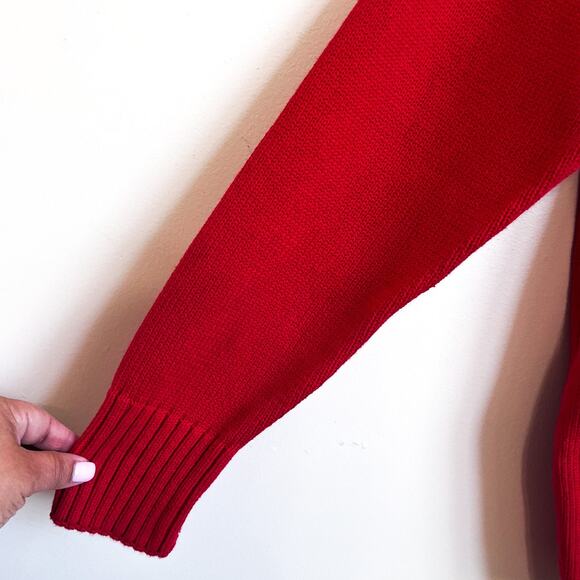 Vintage Ralph Lauren Preppy Mens Cardigan Sweater Size S Red Academia Ivy League - Picture 4 of 8